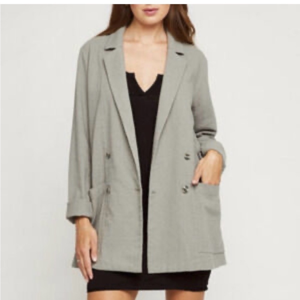Gentle Fawn Field Blazer S Academia Gray Linen Look Minimalist Coastal Preppy